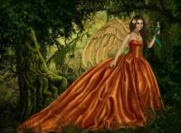 Angel in Orange with Songbird