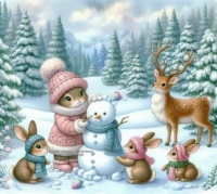 Snowman Bunnies Deer from Crazy About Christmas FB