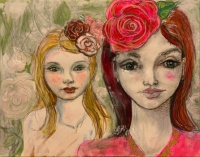 Sisters in rose garden