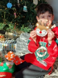Ben loves the Rudolph ornament