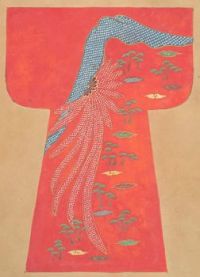 Detail from a page from "Book of Painted Kosode Designs, Volume 1",  Edo period, second half of the 17th century, Japan