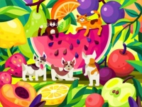 Summer party-animals! by Andrii Bezvershenko 🍉🐱 🍋 🐶