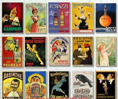 Solve Vintage Alcohol Posters jigsaw puzzle online with 30 pieces