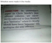 A journalist who made a serious spelling mistake