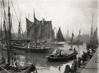 Busy time for the fishing fleet. c1900.