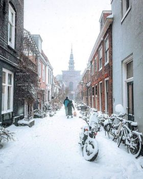 A small neighborhood of Haarlem on a snowy day ❄?☃ By: @brian_sweet