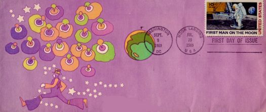 Peter Max Envelope w/Man on the Moon Stamp 1969