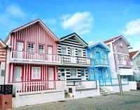 Striped-colored houses, Costa Nova, Portugal