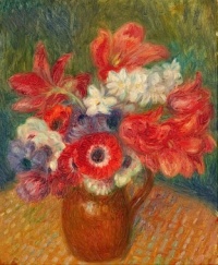 Anemones and Tulips in a Brown Jug, no date, William J. Glackens (1870-1938)