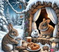Bunnies Eat Breakfast from Michael Kelley FB