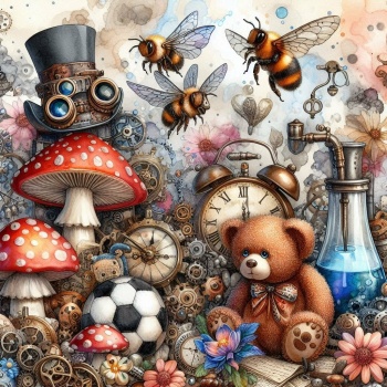 Solve Steampunk collage jigsaw puzzle online with 100 pieces