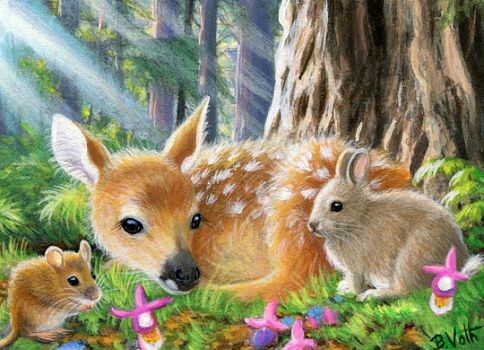 Fawn, mouse and bunny
