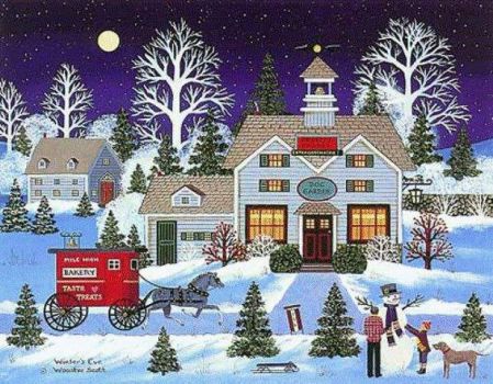 Solve A WINTER EVENING jigsaw puzzle online with 63 pieces