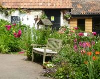 English country gardens in Stogumber 16, 'sit a while and enjoy'