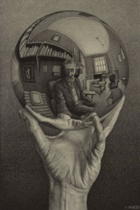 M. C. Escher's "Hand with Reflecting Sphere [Self-Portrait]," 1920-1921﻿