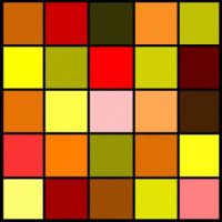 25 Red, Orange, and Yellow Squares