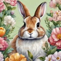 Bunny and Fowers, resizable 9 to 483 pieces