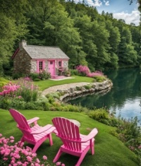 Small Stone Cottage Pink from Tiny Home Ideas FB