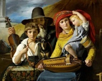 "Les  musiciens ambulants"  (The traveling musicians)