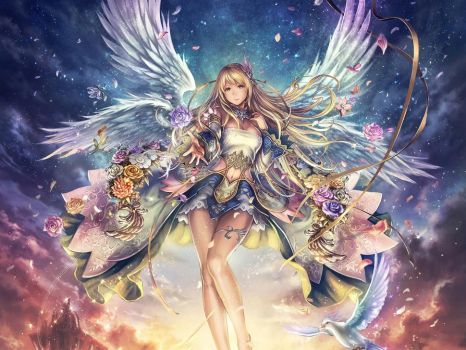 Anime girl angel - online puzzle