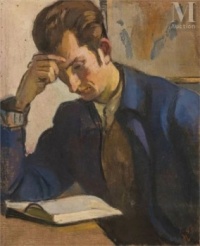 Jean Van Den Eeckhoudt Portrait de Jean Pierre en bleu 1945
