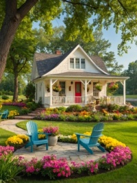 White House By the River With a Great Place To Sit....
