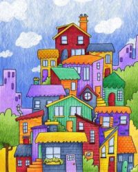 stephanie.mackay.designs Whole bunch of houses. Inspired by the colourful houses of east coast canada
