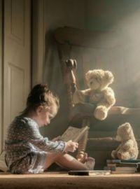 Little Girl Reading Winnie The Pooh To Her Teddy Bears, By Adrian C. Murray
