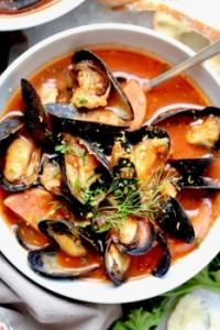 Sausage & Mussels in Tomato Broth