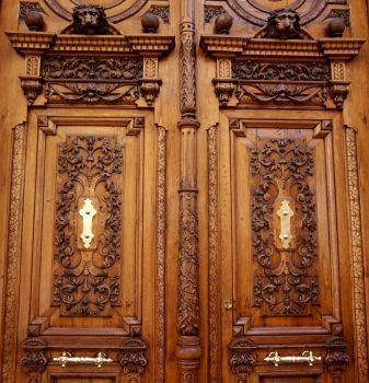 Carved doors . .