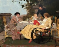 Lunch on the Terrace ~ Edouard John Menta,  (Swiss, 1858-1915)