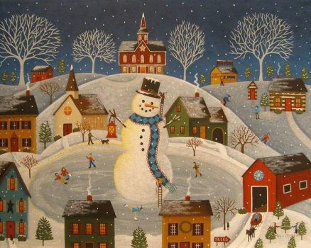 Mary Charles-Village-Snowman