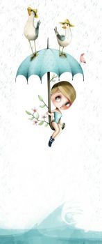 pretty girl under umbrella