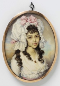 Easter and Other Bonnets, Portrait Miniature ca. 1785-1790, by Hill, Diana (artist)