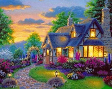 Adorable cottage painting