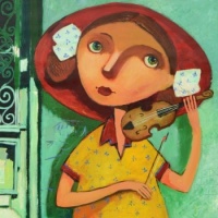 Mikheil Mikaberidze Artwork   -  'Girl playing Violin'