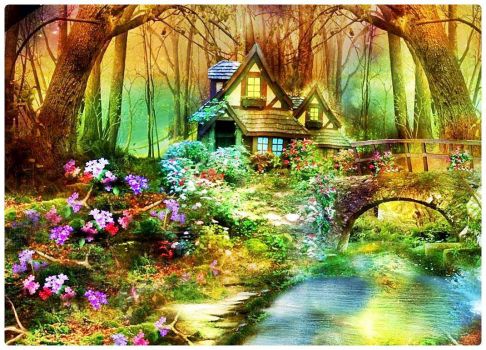 Solve A Beautiful Cottage in a Fairy Garden Forest jigsaw puzzle online ...