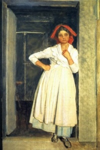 Dívka z Albana stojící ve dveřích - A girl from Albano standing in the doorway