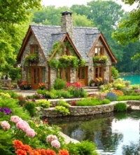 Well Planted Stone House by the River....