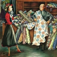 Fabric Store May 22, 1948 ~ Constantin Alajalov (Armenian-American, 1900-1987)