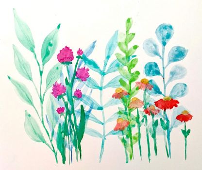 A Young Artist's Watercolor Wildflowers, Amaya Kim-Senior, 2021
