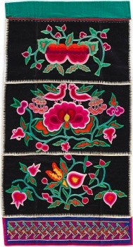 Panel (embroidery) China, Tu people, 20th century