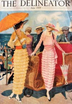 Fashionable Long Dresses at the Beach -1919