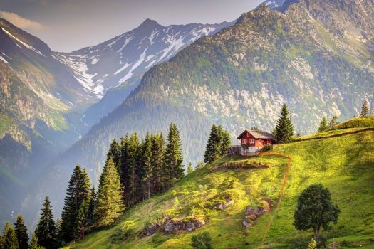 Solve Small chalet in Swiss Alps jigsaw puzzle online with 70 pieces