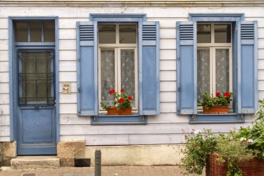Blue door and windows, photo by Domiriel