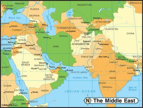 Solve Middle East Map jigsaw puzzle online with 80 pieces