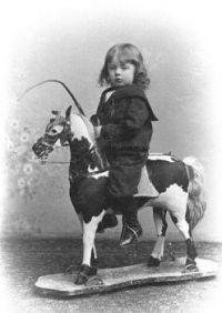 Victorian Portrait Of A Boy With A Whip Sitting On His Horse
