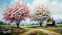 Flowering Trees, resizable 15 to 589 pieces