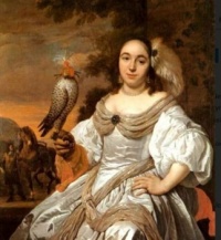 Bartholomeus van der Helst - (Dutch, 1613 - 1670) - Portrait of a Woman with a Falcon, 1665.