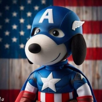 Solve Snoopy Captain America jigsaw puzzle online with 64 pieces